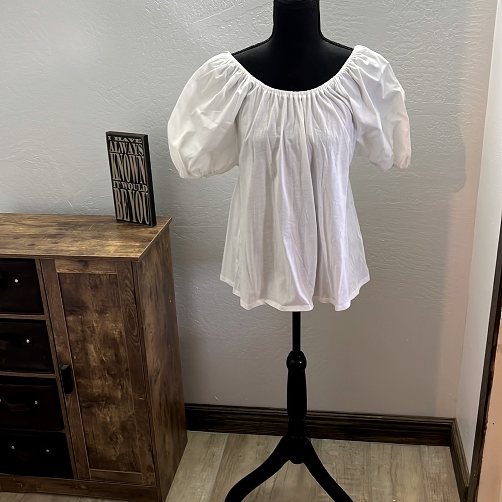 A New Day white Large blouse with tie in the back NWOT